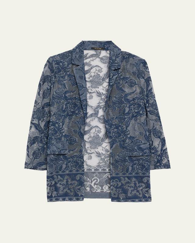 Nathalie Open-Front Floral Lace Jacket